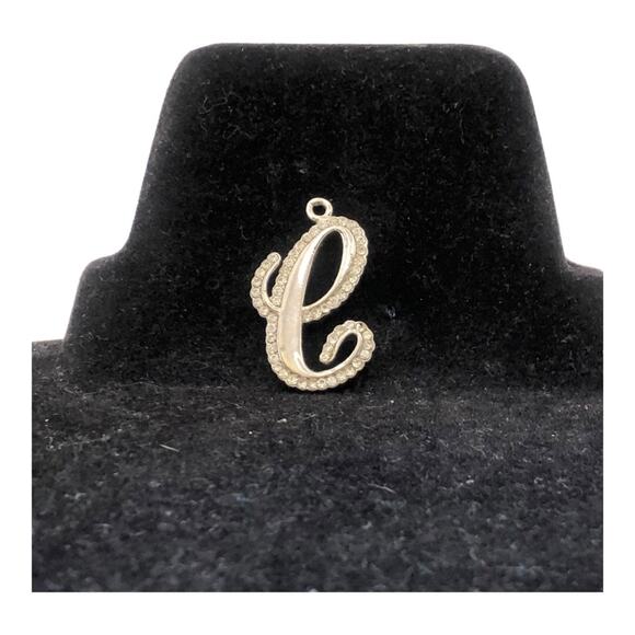 Unique Retro Script “C” Silver Plated Embedded With Sparkling Rhinestone Pendant - Picture 6 of 11